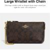 imageCoach Womens Signature Large Wristlet W ChainBrown  Black