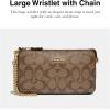 imageCoach Womens Signature Large Wristlet W ChainKhaki Saddle