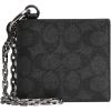 imageCOACH Mens Billfold Wallet with Chain Canvas Charcoal Signature One Size