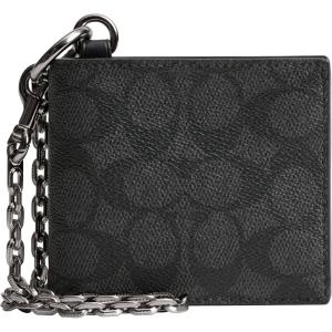 imageCOACH Mens Billfold Wallet with Chain Canvas Charcoal Signature One Size