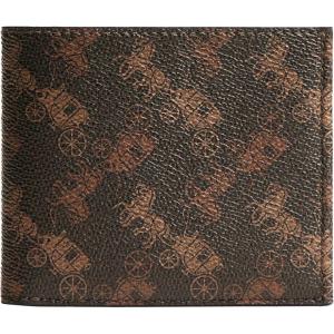 imageCOACH Mens Double Billfold Wallet with Horse and Carriage Print TruffleBurnished Amber One Size