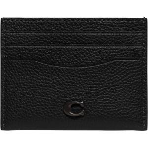 imageCoach Womens Flat Card Case in Pebble Leather with Sculpted C Hardware Branding Credit HoldersBlack