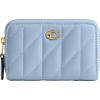 imageCoach Womens Quilted Pillow Leather Small Zip Around Card Case AccessoryTravelers Sleeves B4Bluebell