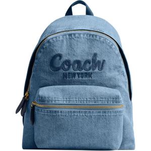 imageCoach Womens Cargo Backpack in Leather and Denim B4Indigo One Size