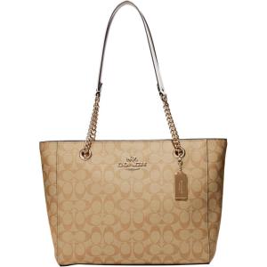 imageCoach Womens Cammie Chain ToteLight Khaki Chalk