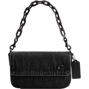 imageCoach Charter Flap Crossbody Bag 18 in Denim Washed Black