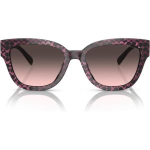 imageCOACH Womens HC8379f Low Bridge Fit Butterfly SunglassesRuby Pearl Signature CGrey Rose Gradient