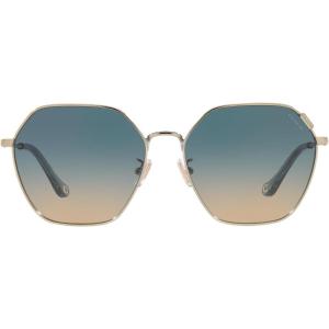 imageCoach Womens Hc7132 Hexagonal SunglassesShiny Light GoldBlue Yellow Gradient