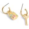 imageCOACH Signature Rainbow Quilted Lock ampamp Key Charm Huggies