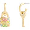 imageCOACH Signature Rainbow Quilted Lock ampamp Key Charm Huggies