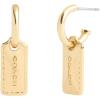 imageCOACH Womens Signature Stitched Hangtag Charm Huggies