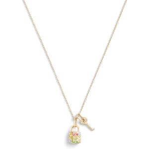 imageCOACH Signature Rainbow Quilted Lock ampamp Key Pendant Necklace