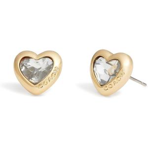 imageCOACH Stone Heart Stud EarringsCRYSTALGOLD