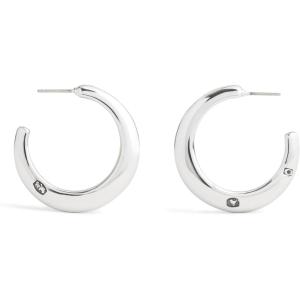 imageCOACH Womens Signature Hallmark Tubular Hoop EarringsRhodium