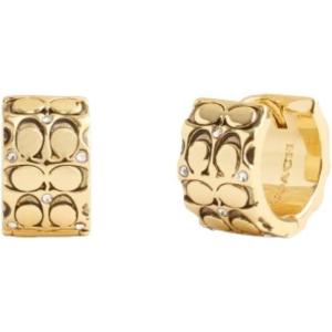 imageCOACH Womens Signature Quilted Huggie EarringsGOLDEN SHADOWGOLD