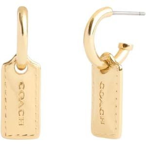 imageCOACH Womens Signature Stitched Hangtag Charm Huggies