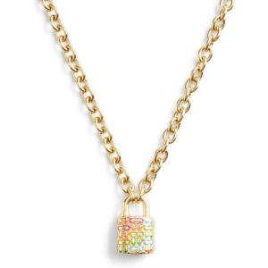 imageCOACH Signature Rainbow Quilted Lock Pendant Necklace