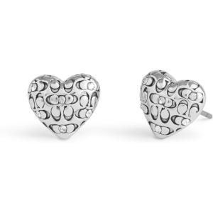 imageCOACH Womens Signature Quilted Heart Stud Earrings