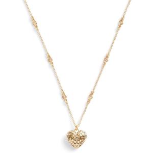 imageCOACH Womens Signature Quilted Heart Pendant Necklace