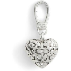 imageCoach Womens Collectible Signature Stone Jewelry CharmQuilted Heart Rhodium