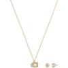 imageCOACH Womens Signature Pav C Necklace ampamp Earrings Jewelry Set