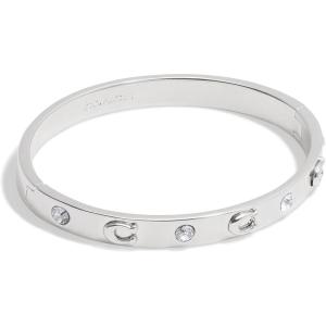 imageCOACH Womens Signature C Logo Hinged Bangle BraceletRhodium