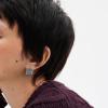 imageCOACH Womens Signature Quilted Cube Huggie EarringsRhodium
