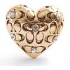 imageCOACH Womens Signature Quilted Heart Stud Earrings