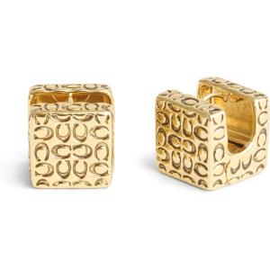 imageCOACH Womens Signature Quilted Cube Huggie EarringsGold