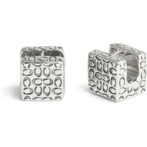 imageCOACH Womens Signature Quilted Cube Huggie EarringsRhodium