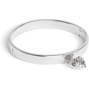 imageCOACH Womens Signature Quilted Heart Charm Bangle Bracelet