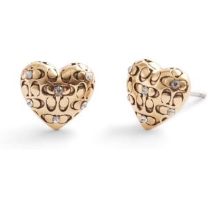 imageCOACH Womens Signature Quilted Heart Stud Earrings