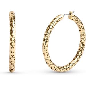 imageCOACH Womens Signature Quilted Hoop Earrings