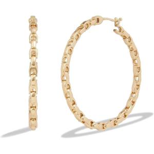 imageCOACH Womens Signature Chain Hoop EarringsRHODIUM