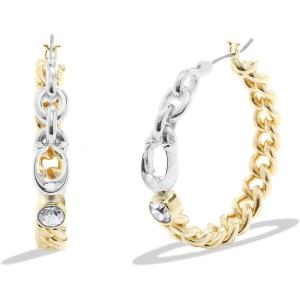 imageCoach Womens Signature Mixed Metals Chain Hoop Earrings