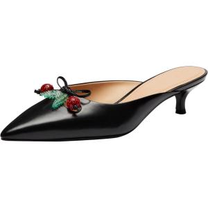 imageCoach Womens Runway Mule with Cherries Ballet FlatCharcoalBlack