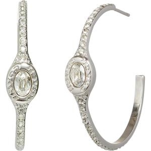 imageCOACH Womens Signature Pave Hoop EarringsCRYSTALRHODIUM