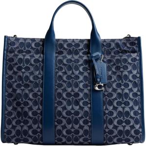 imageCoach Wesley Tote Bag in Signature Denim Deep Blue