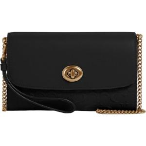 imageCoach Womens Signature Leather Chain CrossbodyBlack