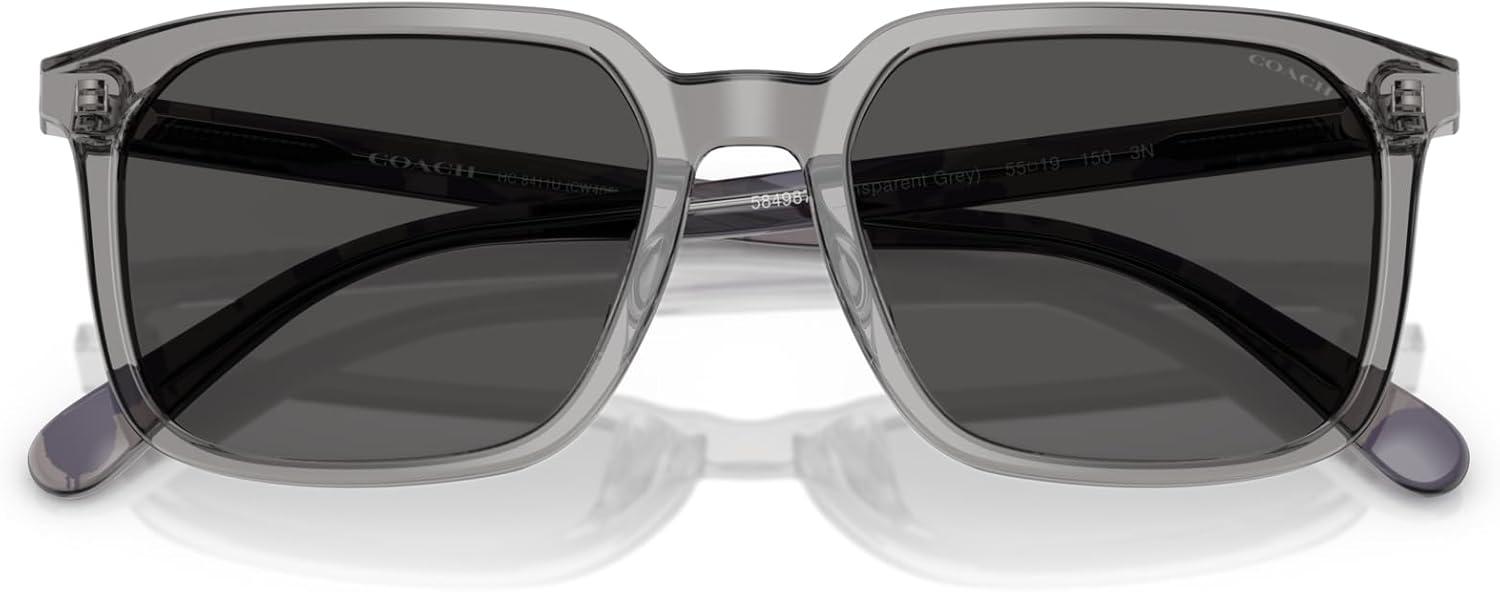 imageCOACH Mens Hc8411u Universal Fit Square SunglassesTransparent GreyGrey Solid