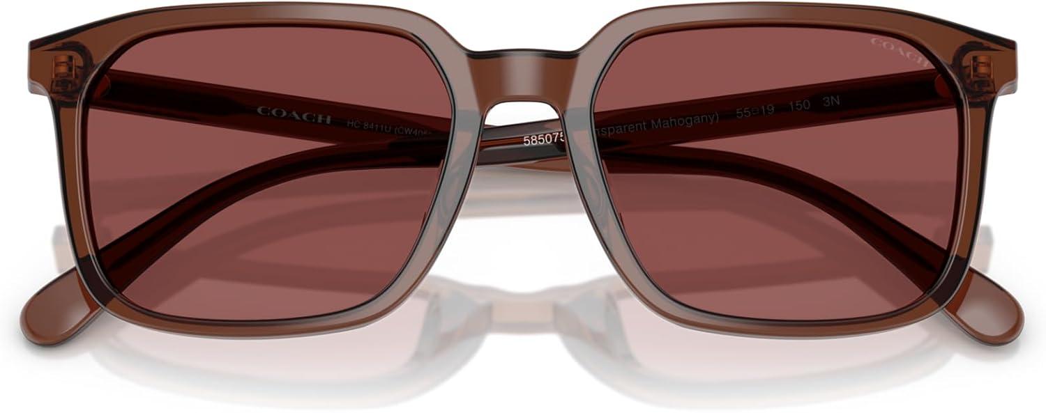 imageCOACH Mens Hc8411u Universal Fit Square SunglassesTransparent MahoganyWine Solid