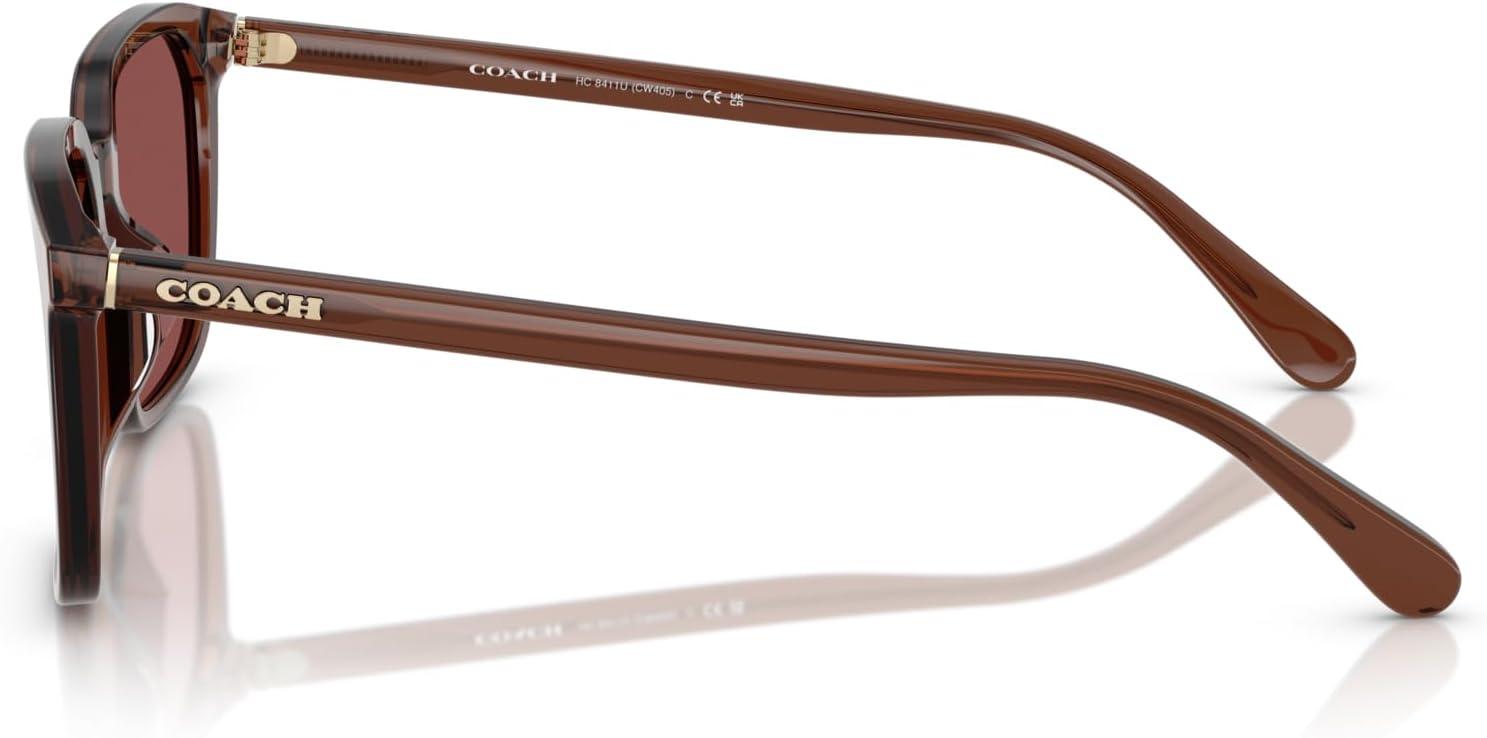 imageCOACH Mens Hc8411u Universal Fit Square SunglassesTransparent MahoganyWine Solid