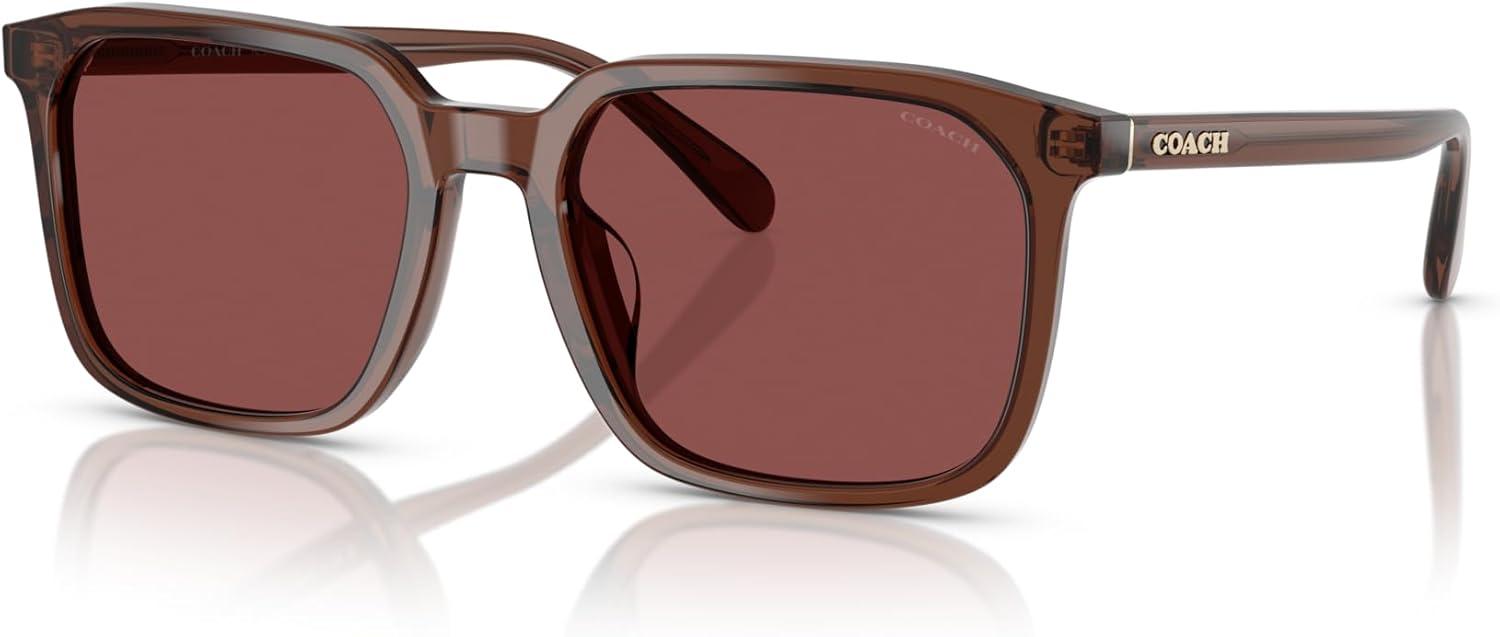 imageCOACH Mens Hc8411u Universal Fit Square SunglassesTransparent MahoganyWine Solid