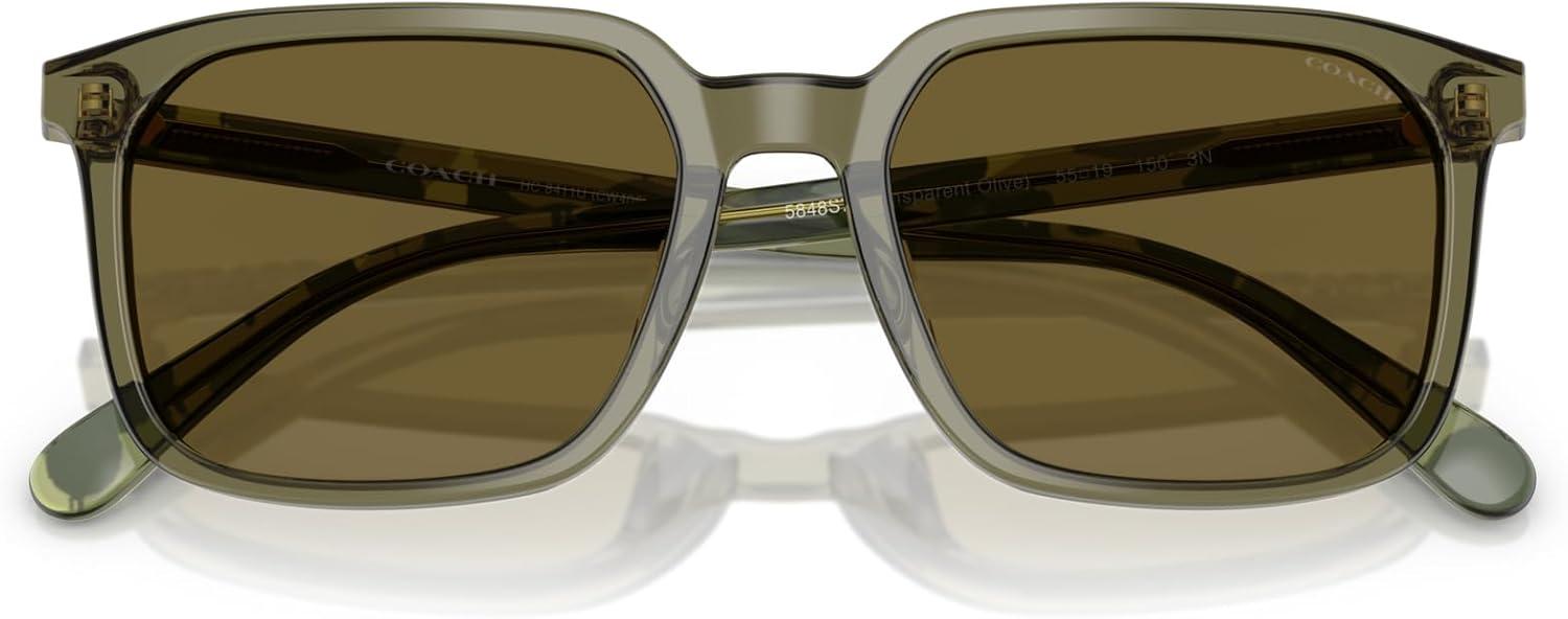 imageCOACH Mens Hc8411u Universal Fit Square SunglassesTransparent OliveArmy Solid