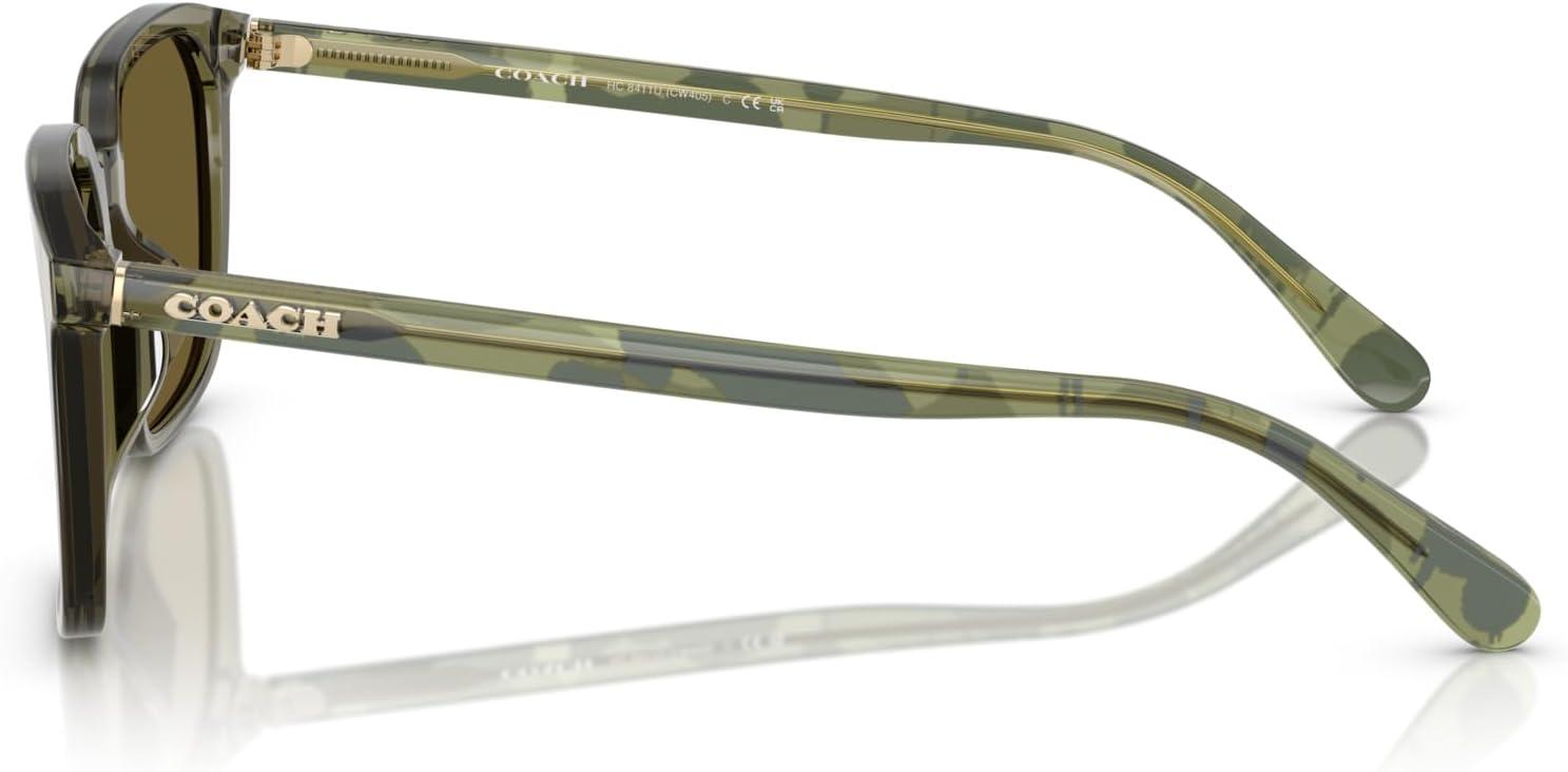 imageCOACH Mens Hc8411u Universal Fit Square SunglassesTransparent OliveArmy Solid