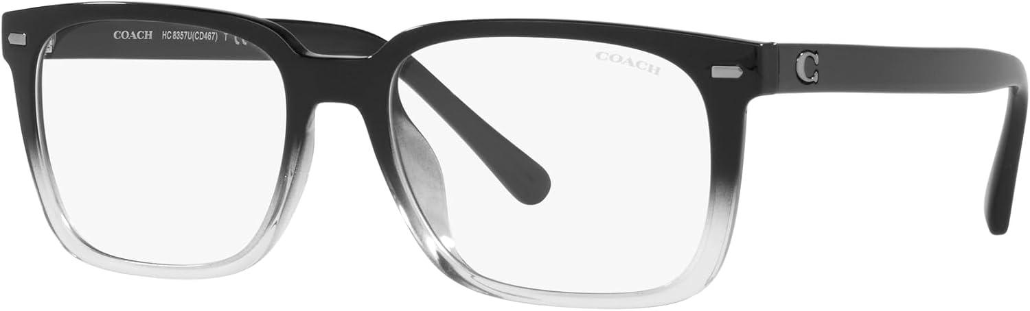 imageCoach Mens Hc8357u Universal Fit Rectangular Prescription Eyewear FramesBlack Clear GradientDemo LensGrey Solid