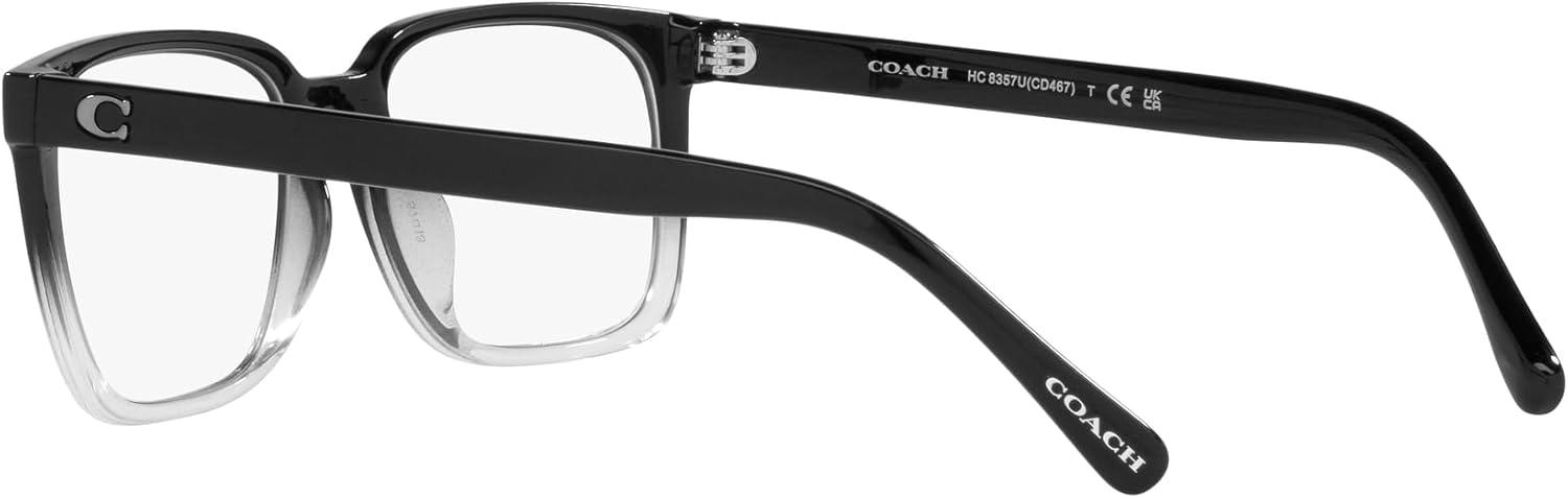 imageCoach Mens Hc8357u Universal Fit Rectangular Prescription Eyewear FramesBlack Clear GradientDemo LensGrey Solid