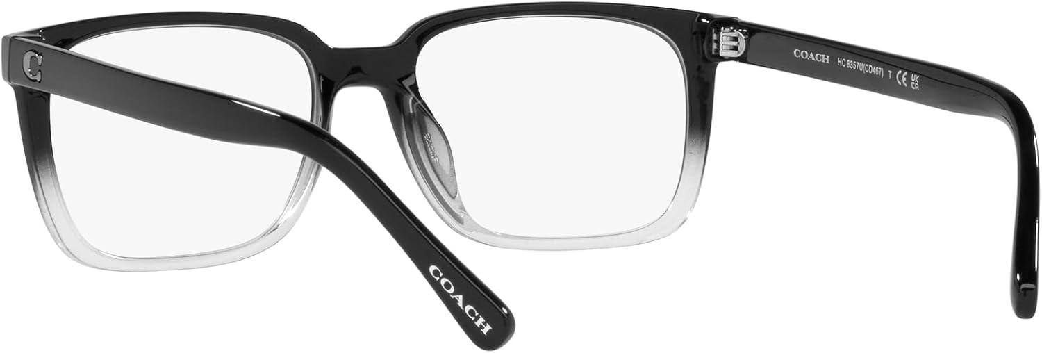 imageCoach Mens Hc8357u Universal Fit Rectangular Prescription Eyewear FramesBlack Clear GradientDemo LensGrey Solid