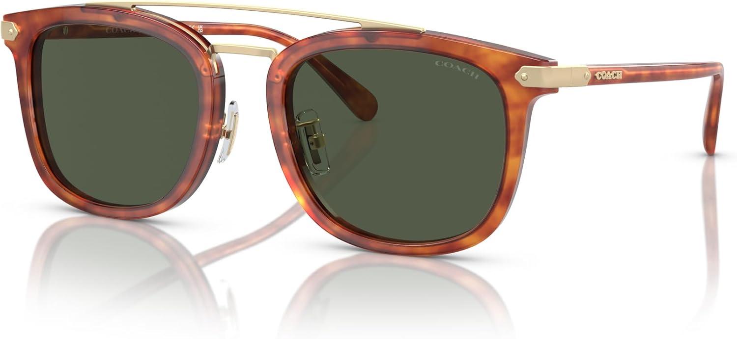 imageCoach Mens Hc8382 Square SunglassesCaramel TortoiseArmy Green Solid