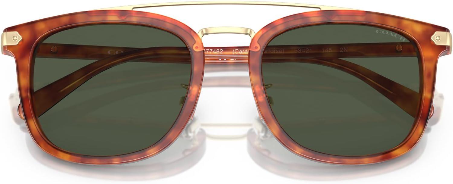 imageCoach Mens Hc8382 Square SunglassesCaramel TortoiseArmy Green Solid